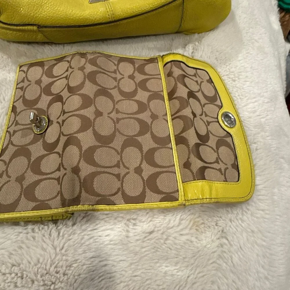 This is a Coach Avery leather hobo shoulder bag in a yellow (chartreuse) color w - Picture 7 of 7